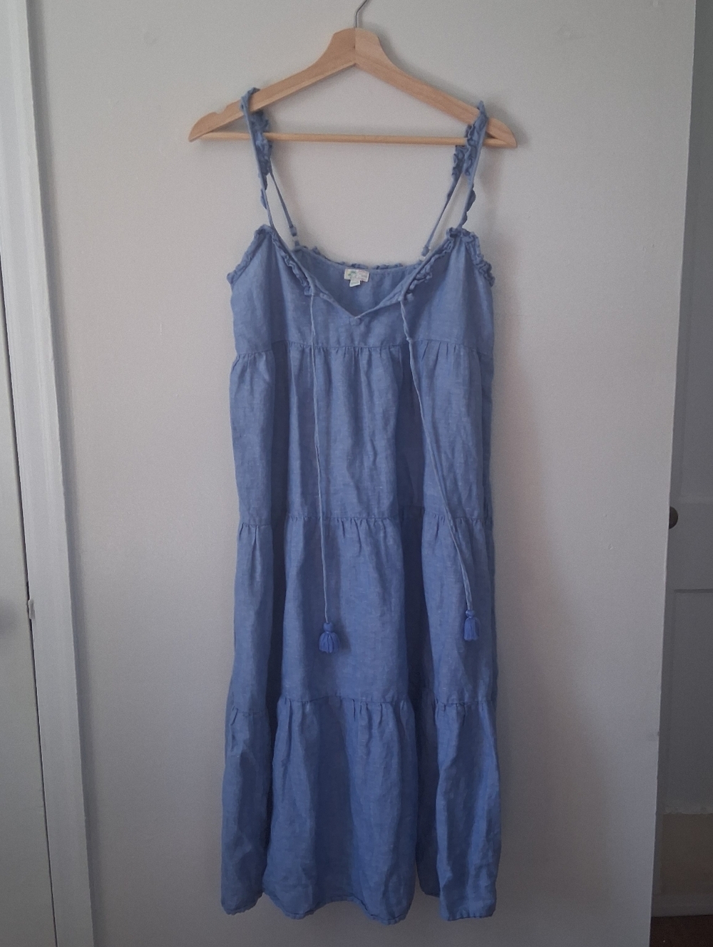J. Crew Blue Dress Linen & Cotton Mix